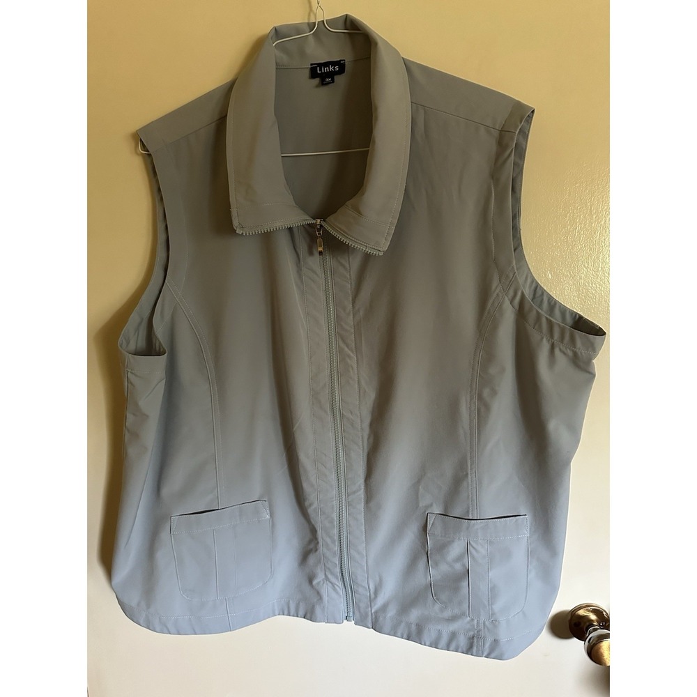 Links Golf Vest Women's 3X Light Grey Full Zip EC 2 Pockets Style 0015W